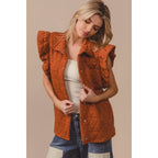 Quilted Ruffle Vest