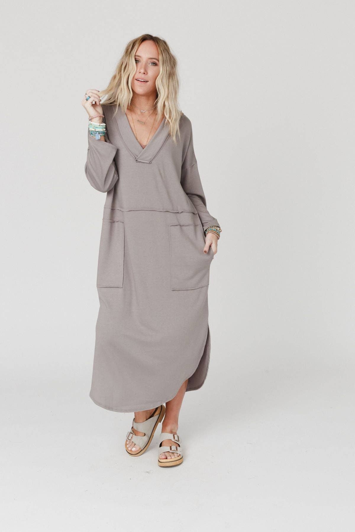 Long Sleeve Slit Maxi