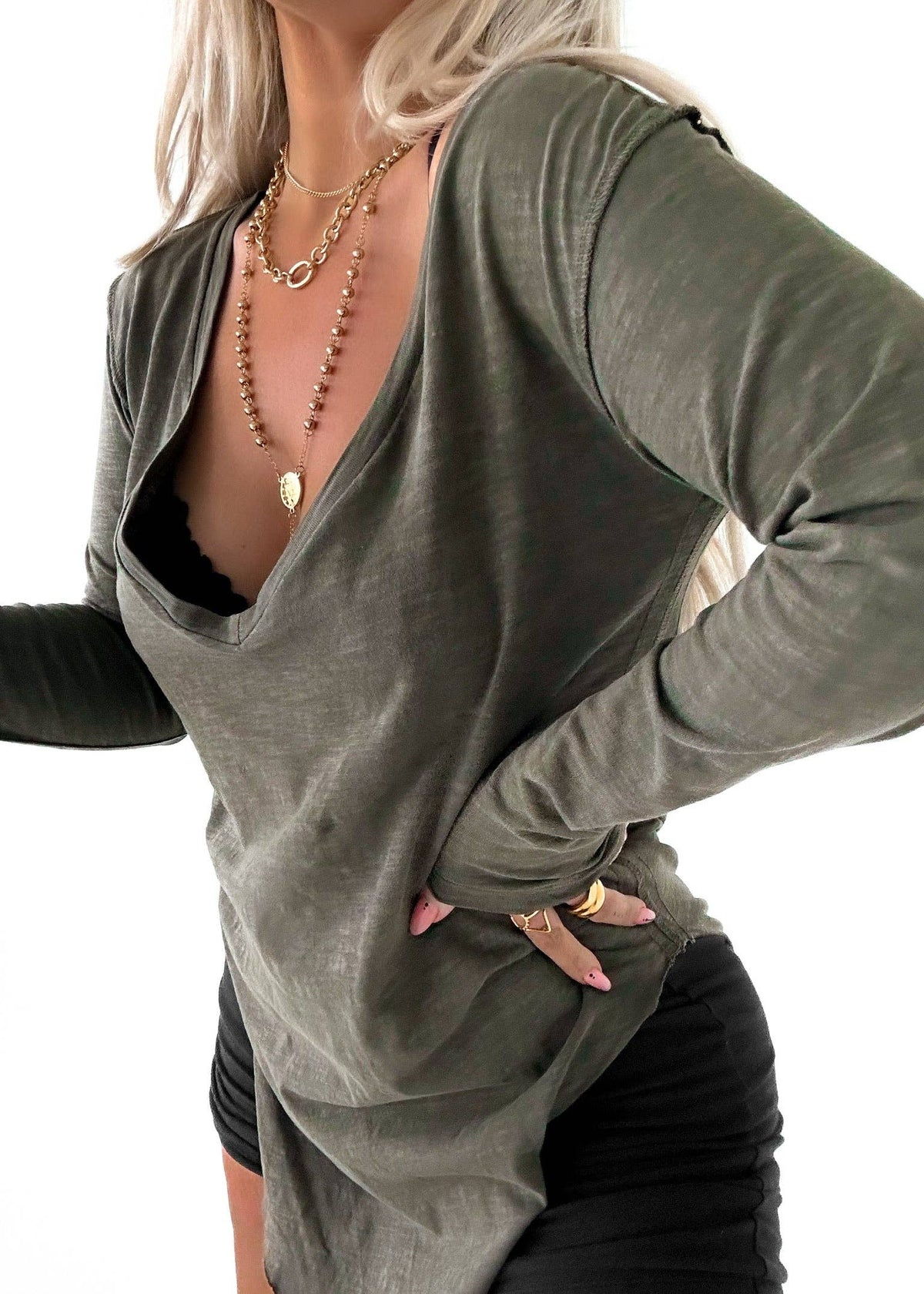 Mineral Washed V-Neck
