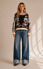 Scalloped Hem Jacquard Sweater