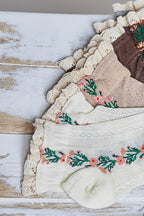 Floral Embroidered Socks