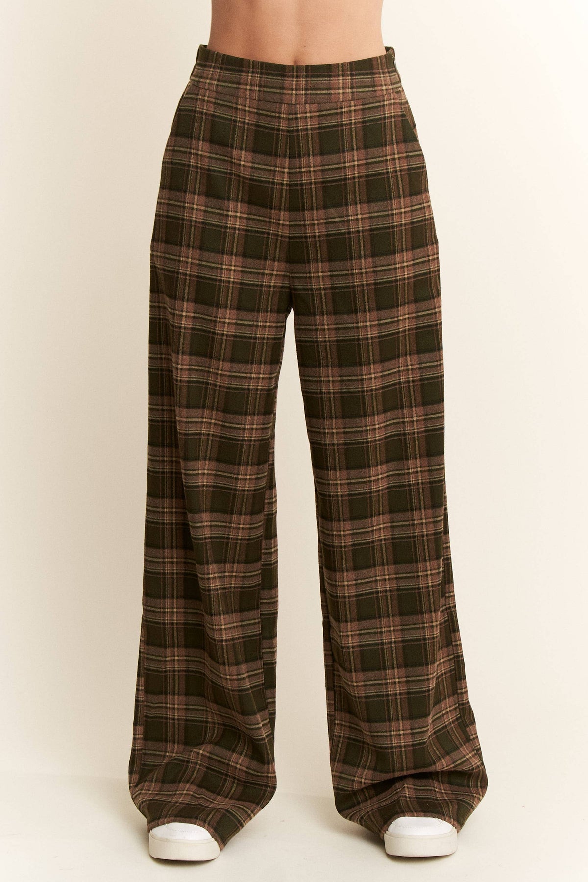 Plaid Wide Leg Pants