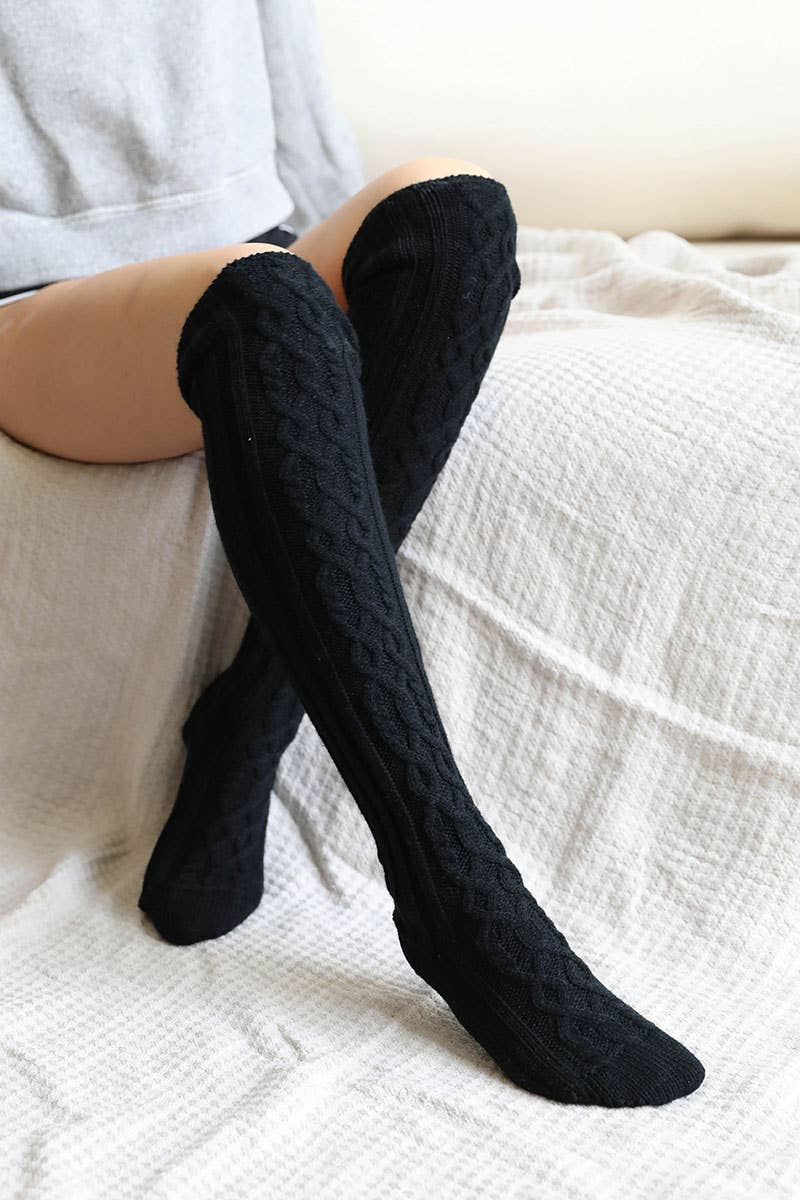 Cable Knit Knee-Highs