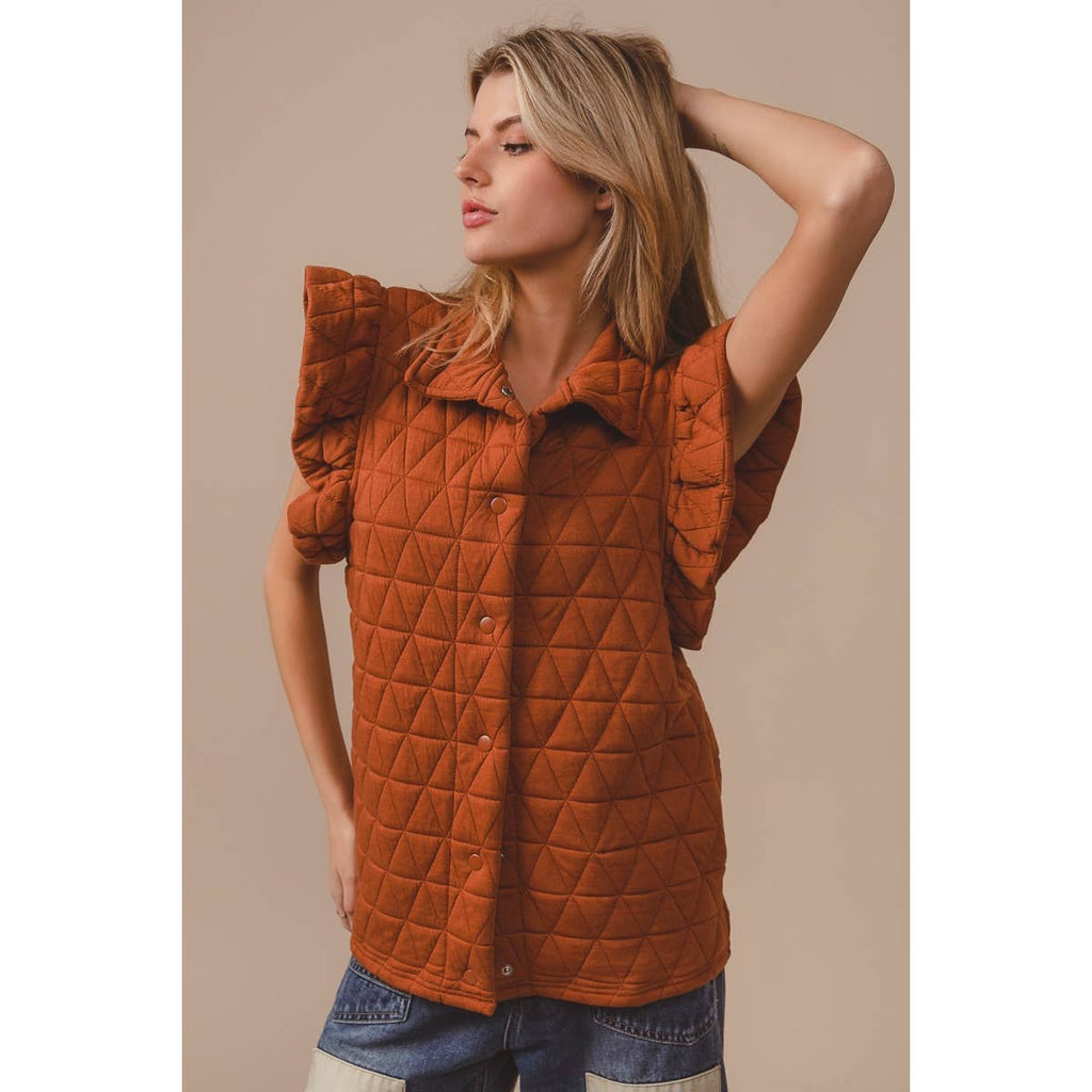 Quilted Ruffle Vest