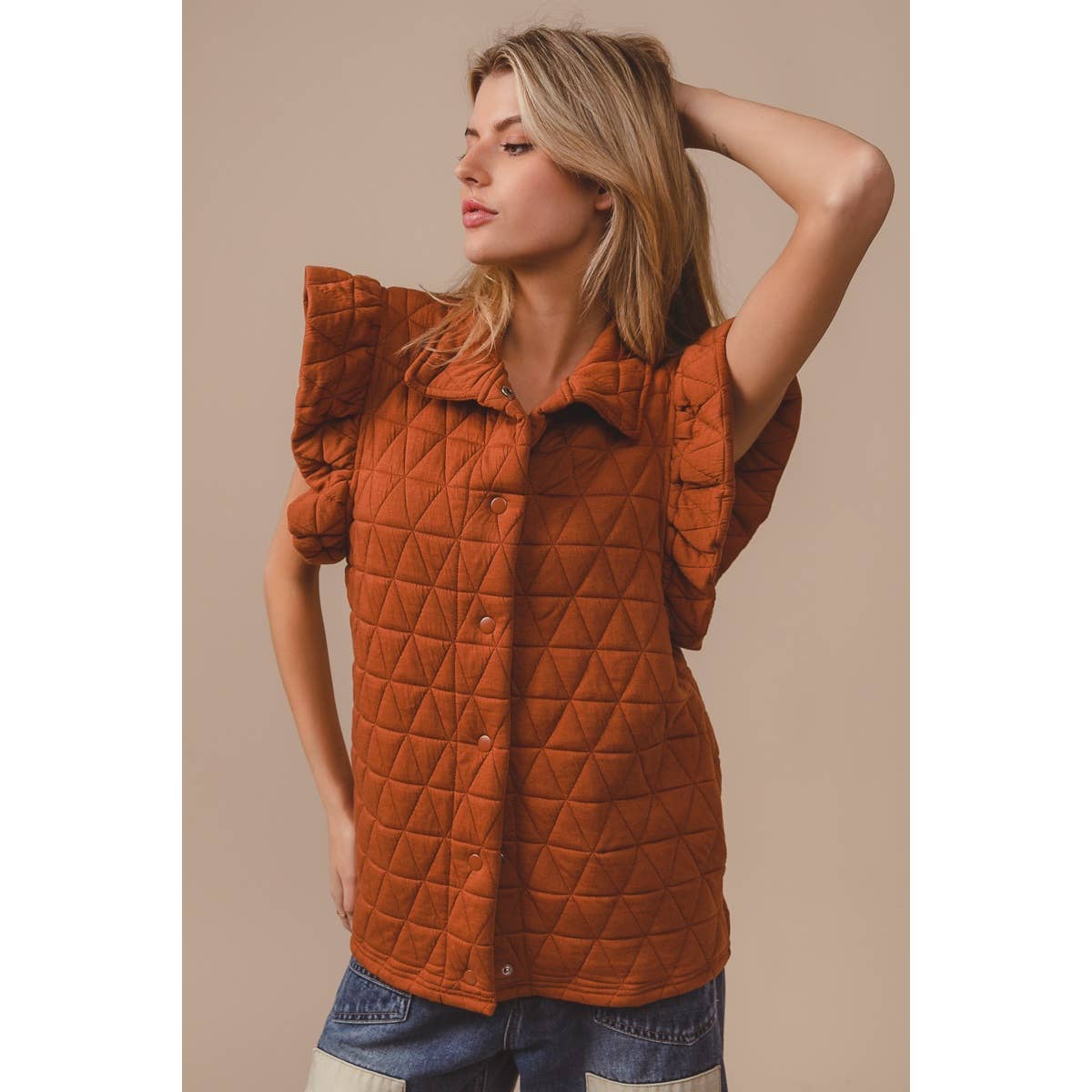 Quilted Ruffle Vest