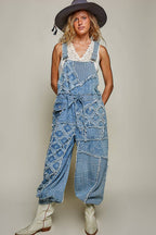 Patchwork Denim Overalls