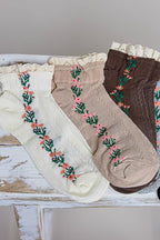 Floral Embroidered Socks