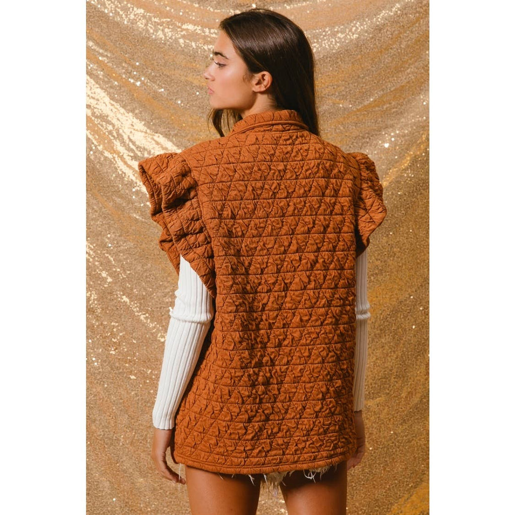 Quilted Ruffle Vest