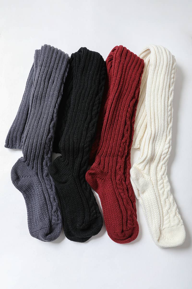 Cable Knit Knee-Highs