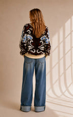 Scalloped Hem Jacquard Sweater
