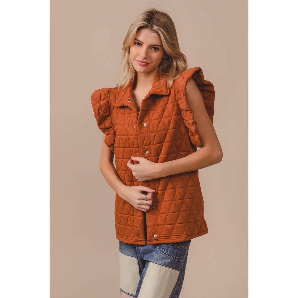 Quilted Ruffle Vest