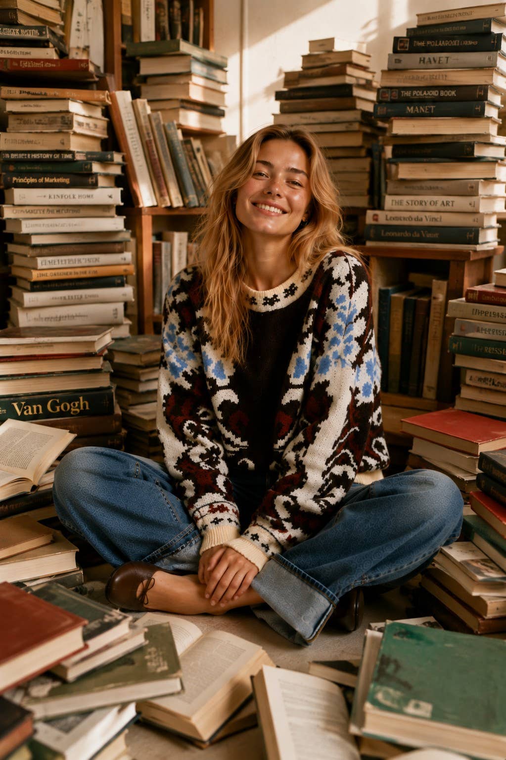 Scalloped Hem Jacquard Sweater