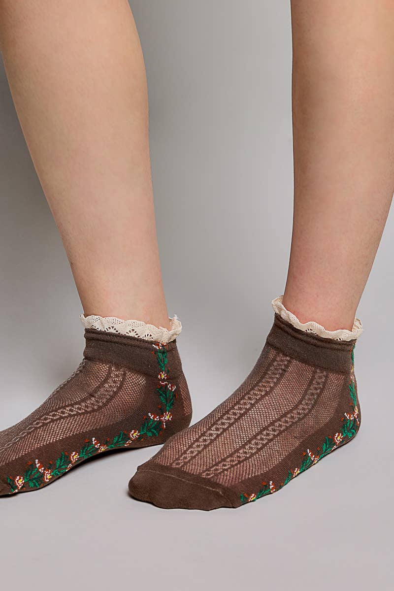 Floral Embroidered Socks
