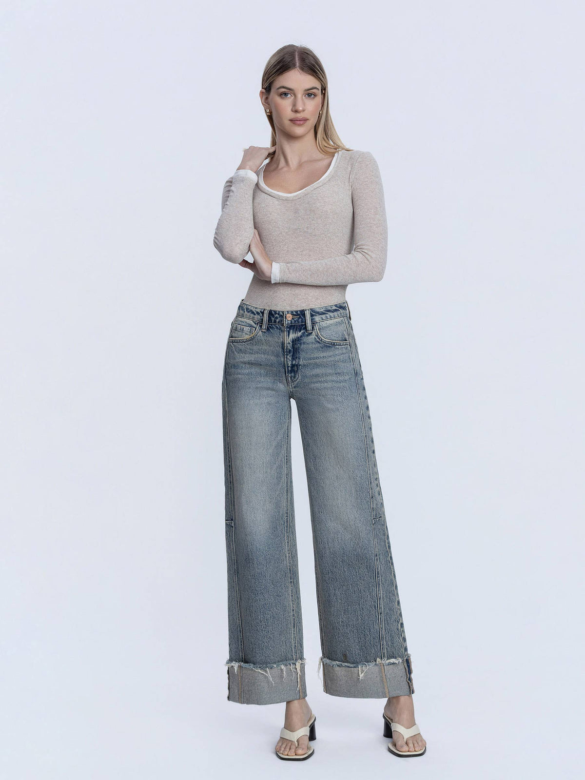 Vervet Wide Leg Cuff Jean