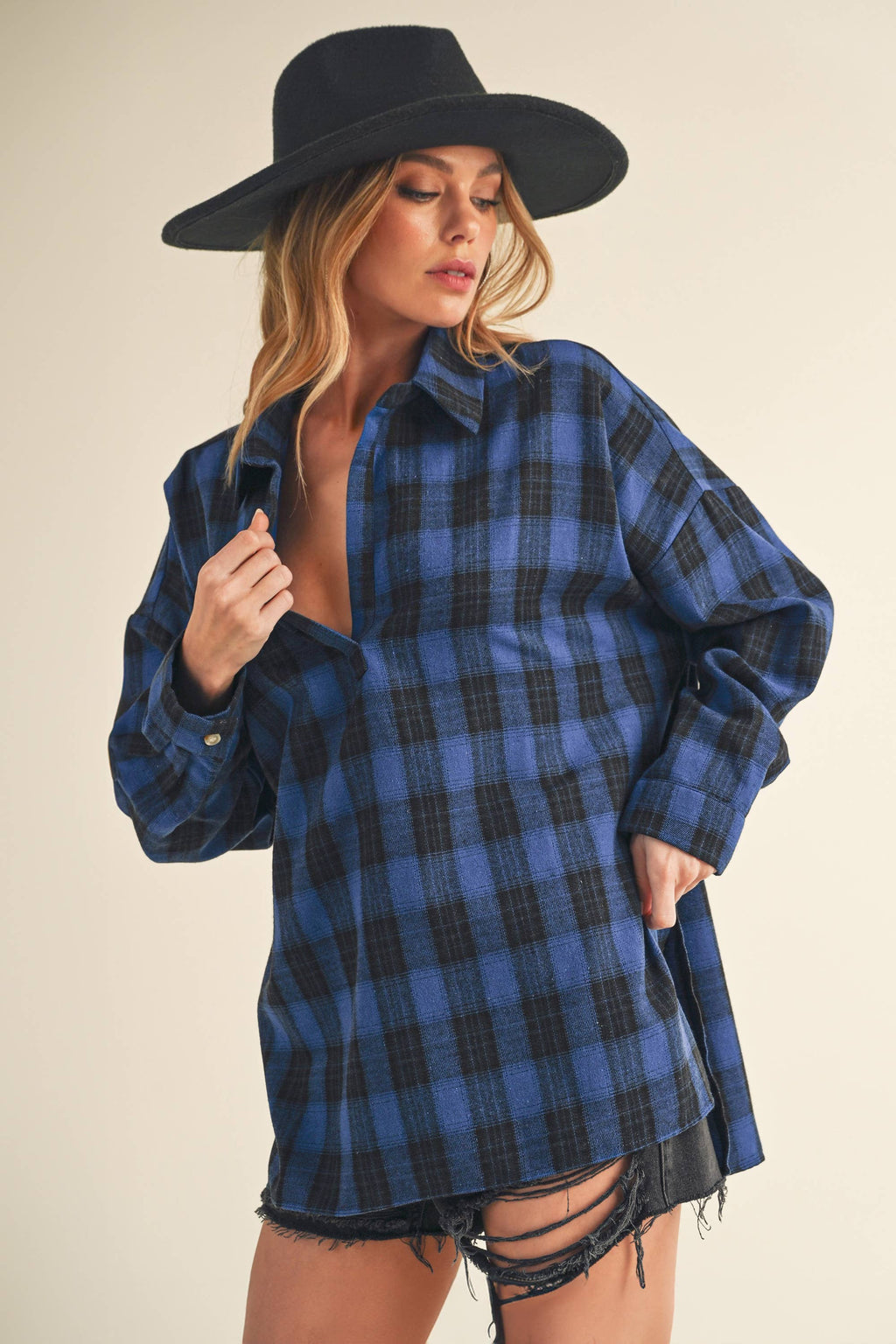 No Buttons Plaid
