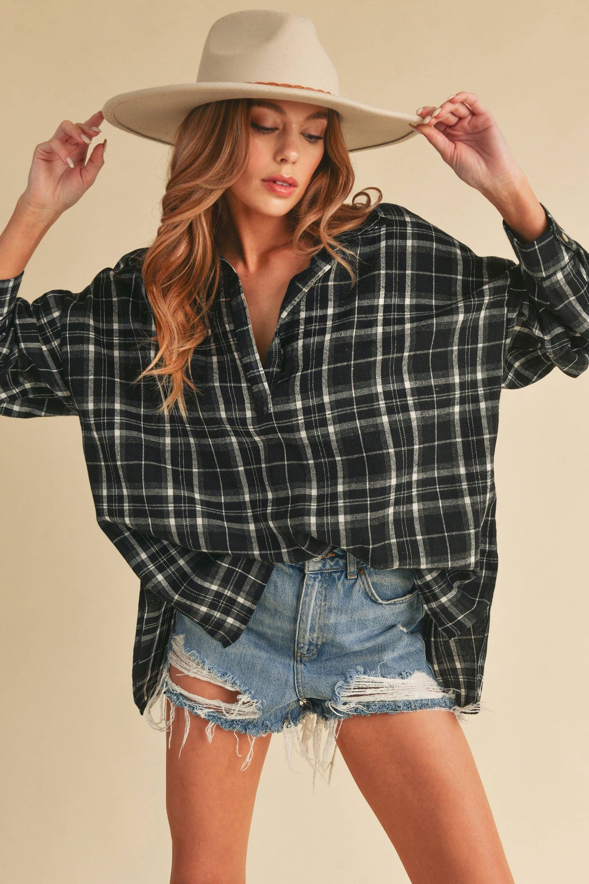 No Buttons Plaid
