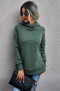 Turtle Neck Solid Loose Hoodie