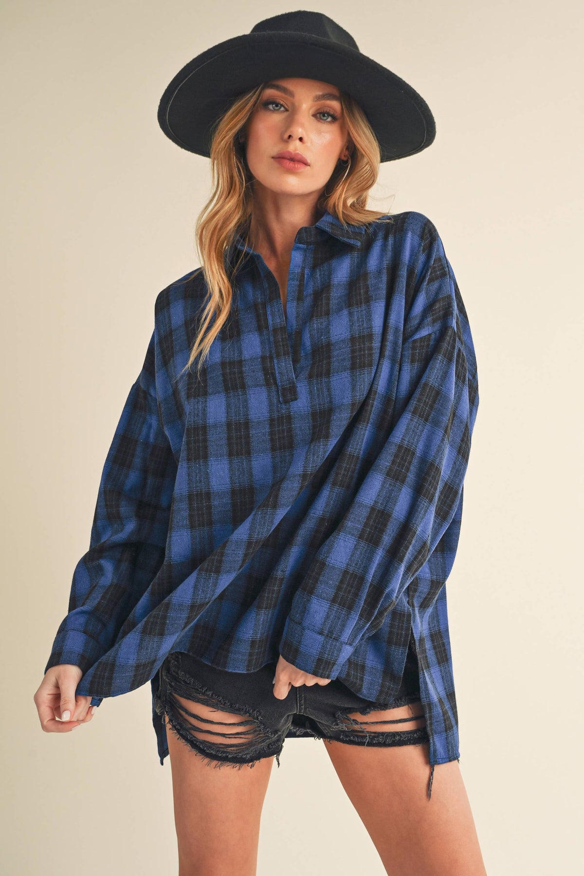 No Buttons Plaid