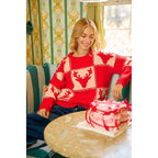 RUDOLPH PATTERNED CHRISTMAS KNIT TOP WITH OUT SEAM