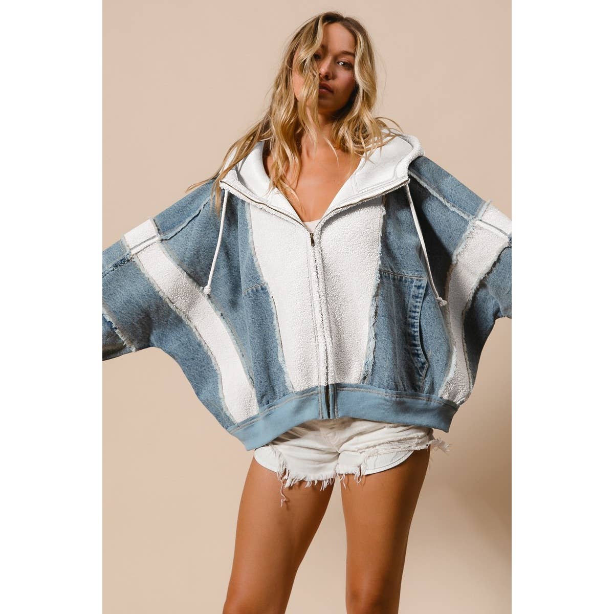 Denim | Fleece Zip Up Hoodie