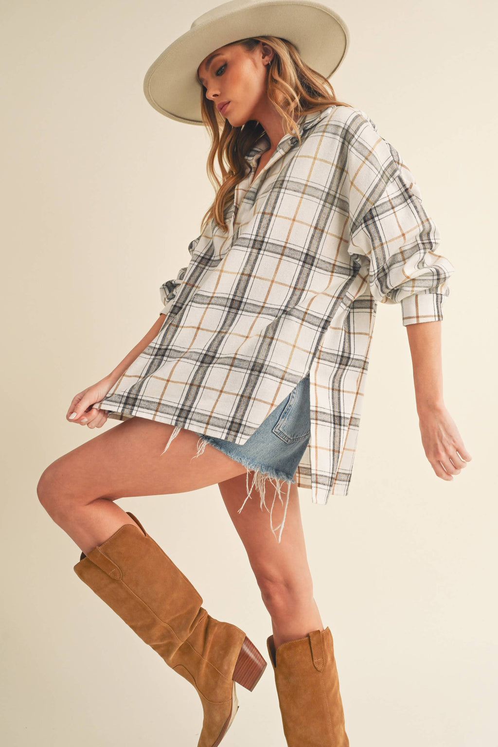 No Buttons Plaid