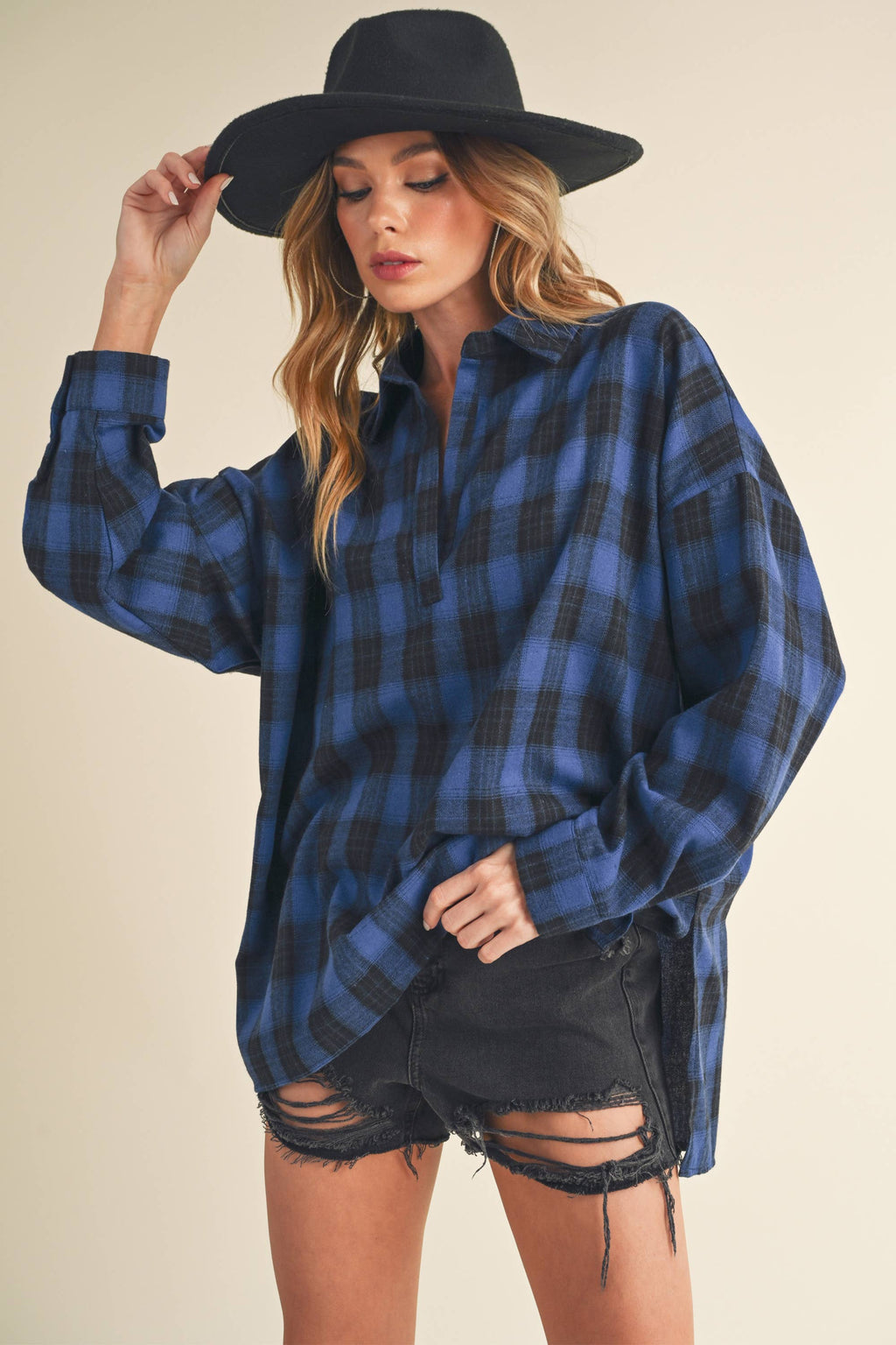 No Buttons Plaid