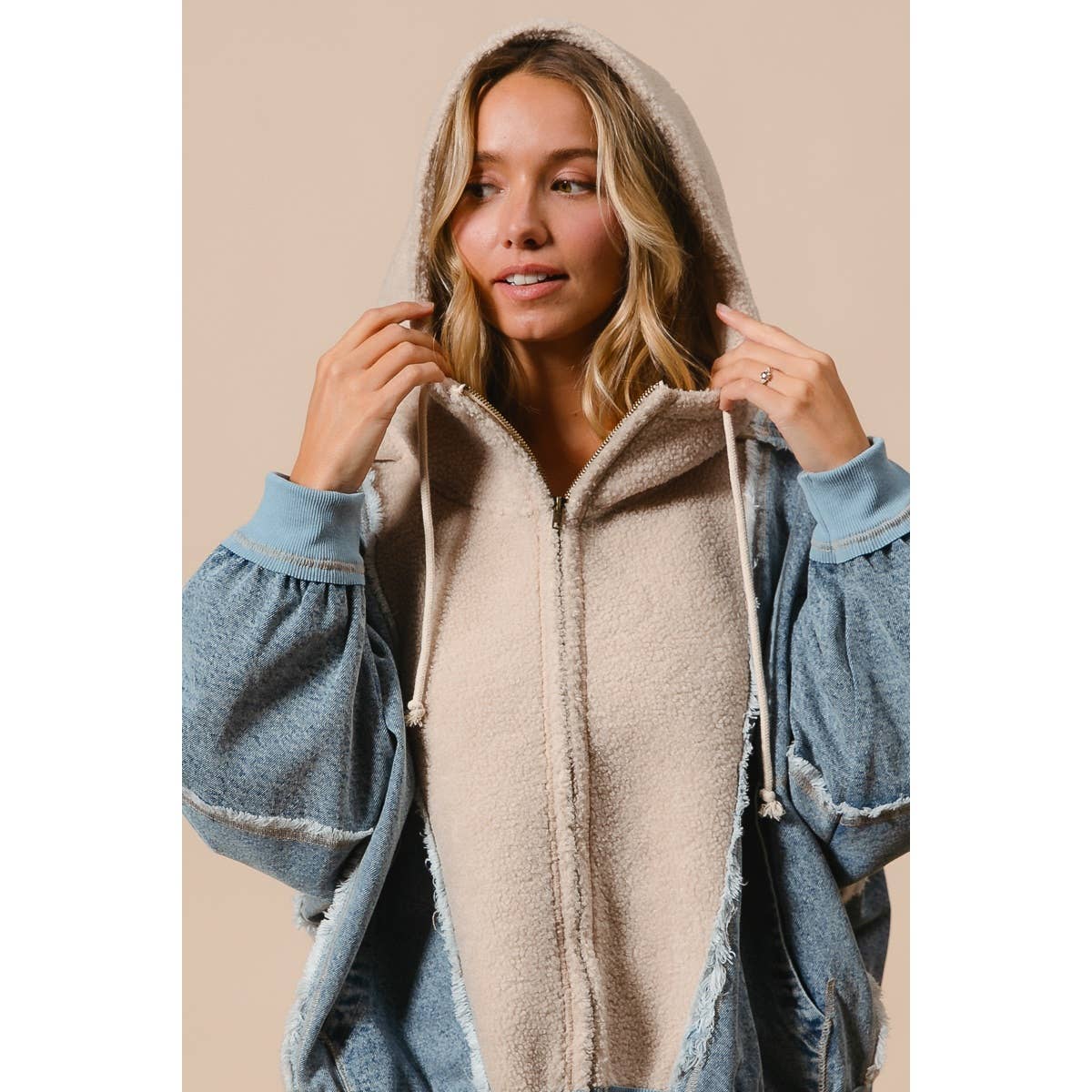 Denim | Fleece Zip Up Hoodie