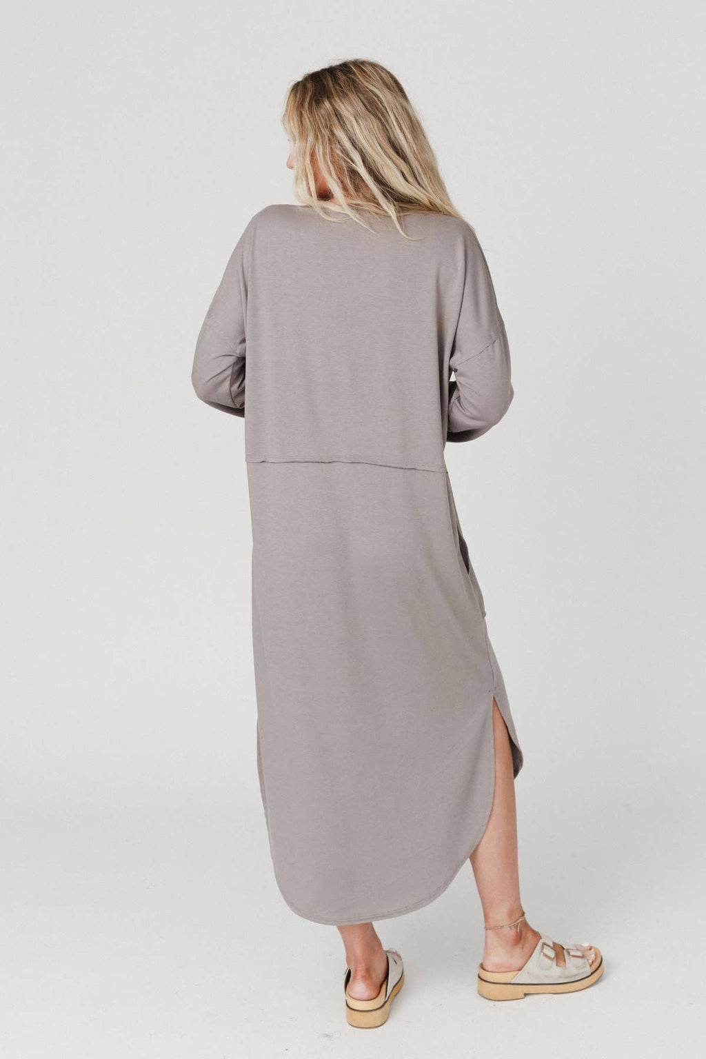 Long Sleeve Slit Maxi