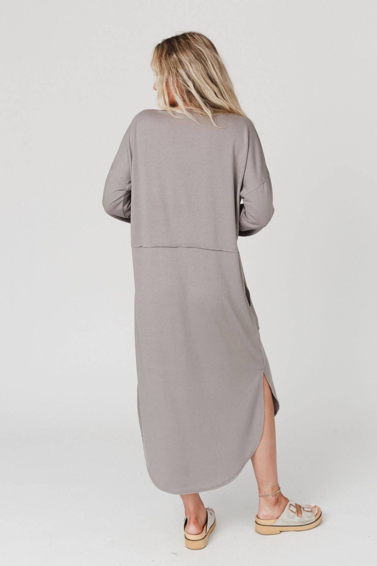 Long Sleeve Slit Maxi