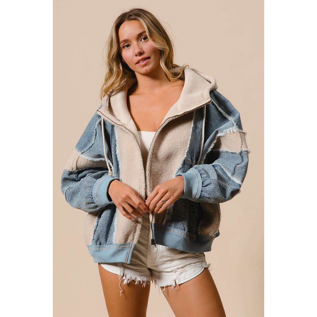 Denim | Fleece Zip Up Hoodie