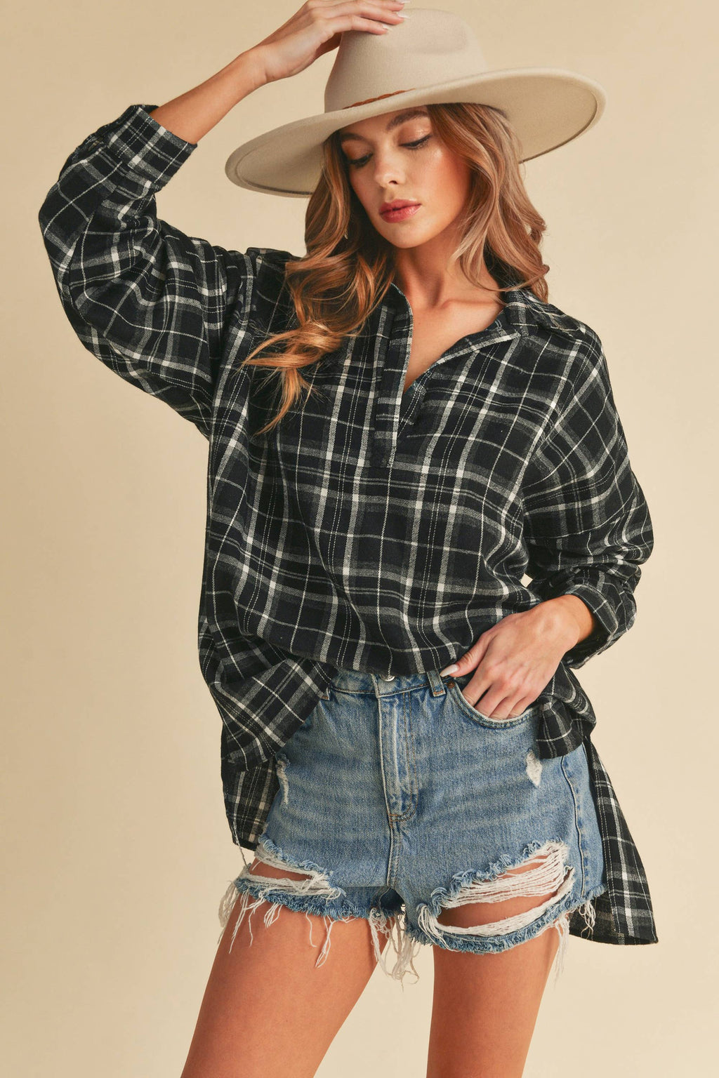 No Buttons Plaid
