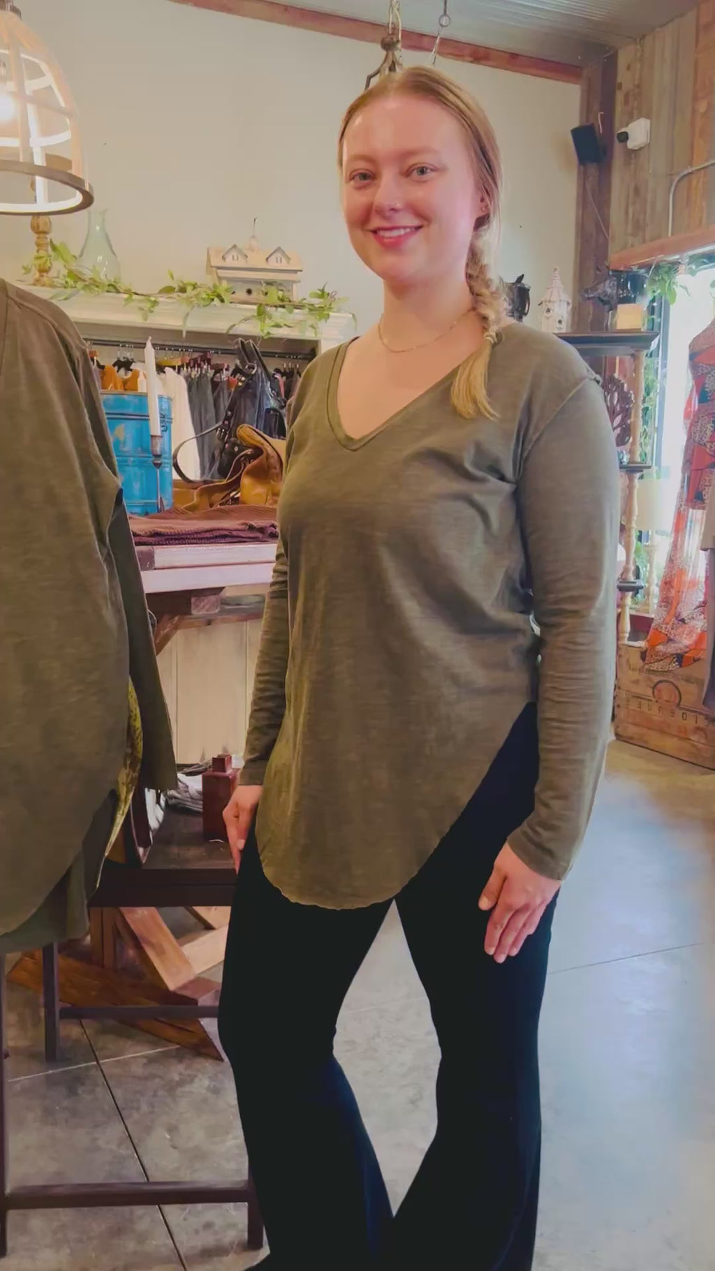 Mineral Washed V-Neck